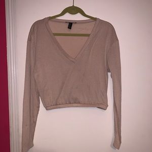 cream ribbed v-neck sweater